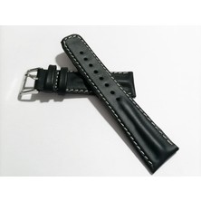 Fado Her Saate Uygun Bombeli  22 mm Piramit Modeli   Uzun  Xl   Hakiki Deri (223)   Siyah