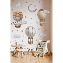 Bohem Retro Balonlar ve Yıldızlar Çocuk Bebek Odası Kreş Anaokulu Süsleme Sticker Seti Mat Yüzey
