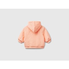 Bebek Yavruağzı Logo Etiketli Jakarlı Fermuarlı Kapüşonlu Sweatshirt