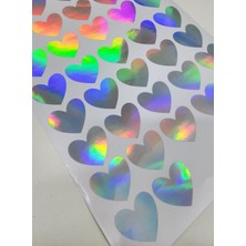 Yapışkanlı Sticker Kalp Şekilli Sticker Etiket Gökkuşağı Renkli 40 Adet 3.5x3.5 cm