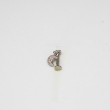 Sallantılı Ay Paslanmaz Çelik Piercing… Gümüş/Silver Renkli ve Şeffaf Taşlı (Targus Helix Conch Flat)