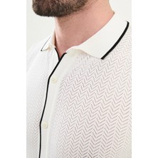 Sardınelli Desenli Slim Fit Polo Yaka Kısa Kollu Erkek Triko Hırka