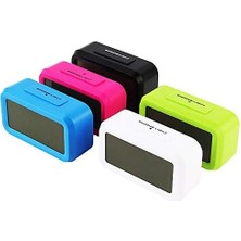 Dekoratif Dijital Alarmlı Saat, 12/24 Dönüştürme Gece Görüşlü Yatak Başucu Saati Masa Saati LED Ekran Pilli Çalar Saat 13 x 4.5x 7.5 cm  (Beyaz)