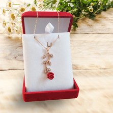Modahilye 925 Ayar Gümüş Gül Tasarım Rozegold Renk Kolye