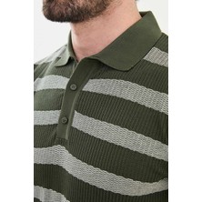 Çizgili Slim Fit Polo Yaka Erkek Triko T-Shirt