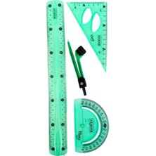 30 cm Esnek Kırılmaz Cetvel Takımı 4 Lü Set (Cetvel,pergel,açıölçer ve Pergelli Set)