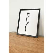 Modern Siyah Çerçeveli Kadın Silüetli Ahşap Tablo | 3D Katmanlı Dekor 25X20 cm
