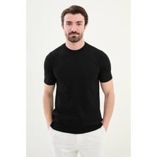 Desenli Slim Fit Bisiklet Yaka Erkek Triko T-Shirt