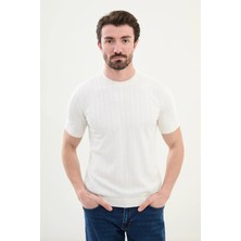 Desenli Slim Fit Bisiklet Yaka Erkek Triko T-Shirt