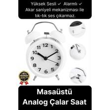 Premium Kalite Dekoratif Pilli Yüksek Sesli Alarmlı Çift Çan Formlu Masaüstü Mini Analog Çalar Saat