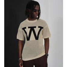 Erkek Bej-W Triko T-Shirt