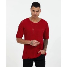 Erkek Kırmızı Triko T-Shirt