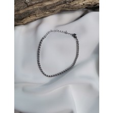 Luna Jewelry Erkek Gümüş Renk Örme Model 316 L Çelik Bileklik