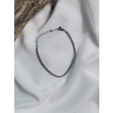 Luna Jewelry Erkek Gümüş Renk Örme Model 316 L Çelik Bileklik