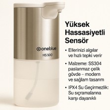 Otomatik Sensörlü Pilli Şeffaf Hazne Sıvı Köpüklü Sabunluk 330ML Kapasiteli 4 Adet Pil Mevcut