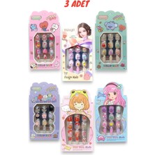 Eva & Rose 3 Adet Kendinden Yapışkanlı Kız Çocuk Taşlı Karışık Renk 12'li Takma Tırnak