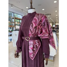 Puane Omuz Detaylı Bordo Elbise 12598