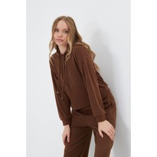 Kapüşonlu Triko Sweatshirt