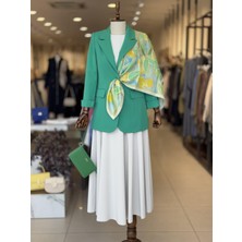 Kruvaze Yaka Tek Düğmeli Yeşil Blazer Ceket 0070