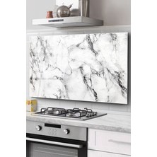 Ocak Arkası Cam Koruyucu Tezgah Ankastre Arkası Koruyucu 76X50 cm | Mermer Desenli
