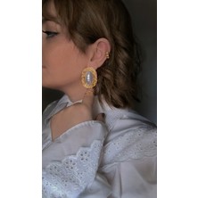 Barok Inci Gold Plaka Marka Model Küpe