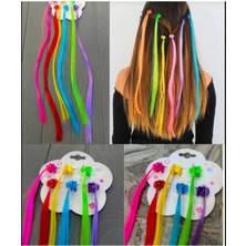 Rengarenk 6lı Takma Postiş Saç Toka Renkli Saç Mandal Toka Saçlı Mandal Toka Renkli Postiş Toka