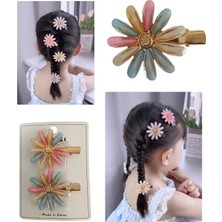 2 Adet Zirkon Taşlı Cam Görünümlü Çiçek Toka  Pens Toka Yan Toka Papatya Toka