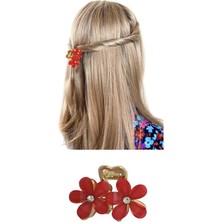 1 Adet Kadın Çiçekli Taşlı Minimal Mandal Toka, Saç Toka Taşlı Mandal Toka Çiçek Mandal Toka 4 cm