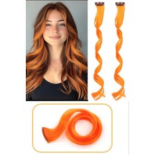 2 Adet Renkli Dalgalı Yan Çıt Çıt Postiş Saç Sentetik Renkli Saç Çıt Çıt Saç Takma SAÇ50CM