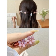 2'li Zirkon Taşlı Kristal Cam Metal  Çiçek Toka Çiçekli Toka  Çiçek Mandal Toka Mini Mandal Toka