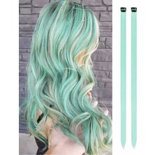 2 Adet Renkli Düz Yan Çıt Çıt Postiş Saç Sentetik Renkli Saç Çıt Çıt Saç Takma SAÇ50CM