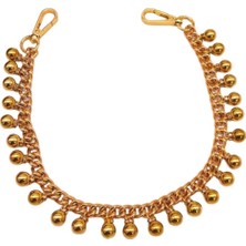 Angel Çanta Aksesuar 50 cm Gold Boncuk  Sallantılı Çanta Sapı Light Gold Metalli