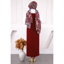 İmaj Butik Bordo Ip Askılı Jile Elbise