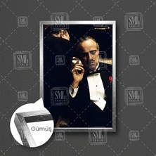 SML Tablo The Godfather Efsane Baba Filmi Vito Corleone Marlon Brando Çerçeveli Dikey Kanvas Tablo