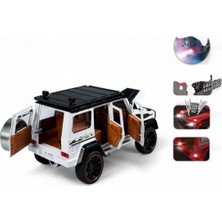 Kutulu Çek Bırak 1:22 Sesli ve Işıklı Buhar Çıkartan Metal Jeep Beyaz