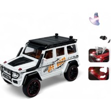 Kutulu Çek Bırak 1:22 Sesli ve Işıklı Buhar Çıkartan Metal Jeep Beyaz