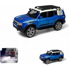 Kutulu Çek Bırak 1:22 Sesli ve Işıklı Buharlı Off-Road Metal Jeep Mavi