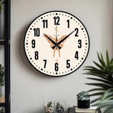 Dekoratif Türkçe Rakamlı Desenli Uv Baskılı Duvar Saati (Sessiz) Akar Mekanizma 40  cm  Metal Akrep Yelkovan