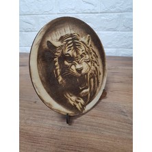 18,5 x 18,5  cm  Ahşap Yakma Kaplan Tablo