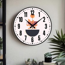 Dekoratif Türkçe Rakamlı Desenli Uv Baskılı Duvar Saati (Sessiz) Akar Mekanizma 40  cm  Metal Akrep Yelkovan