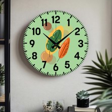 Dekoratif Türkçe Rakamlı Desenli Uv Baskılı Duvar Saati (Sessiz) Akar Mekanizma 40  cm  Metal Akrep Yelkovan