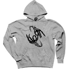 Korn Bone Hand Gri Kapşonlu Sweatshirt Hoodie