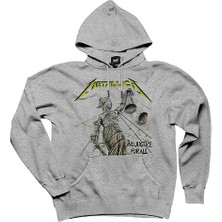 Metallica And Justice For All Gri Kapşonlu Sweatshirt Hoodie