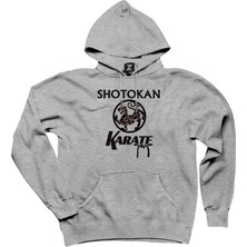 Shotokan Karate Logo Gri Kapşonlu Sweatshirt Hoodie