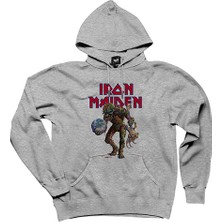 Iron Maiden Monster Guitarist Gri Kapşonlu Sweatshirt Hoodie