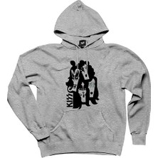 Kiss Cartoon Face Gri Kapşonlu Sweatshirt Hoodie