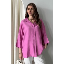 Kadın Evelyn Oversize Gömlek, Keten Ayrobin Ön Patlı Gömlek