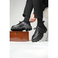 Shoetyle - Siyah Hakiki Deri Bağcıklı Erkek Günlük Ayakkabı 115-K534