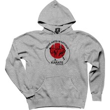 Karete Shotokan Red Circle Gri Kapşonlu Sweatshirt Hoodie