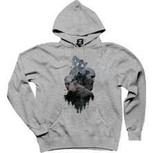 God Of War Ragnarok Atreus Kratos Siluet Gri Kapşonlu Sweatshirt Hoodie